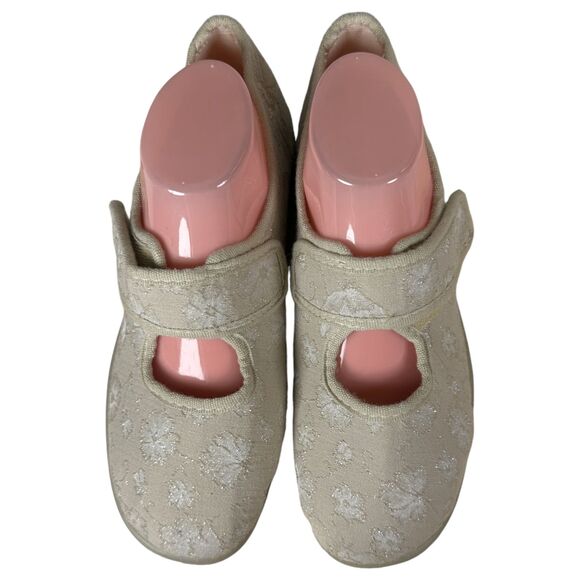 Cosyfeet Margaret Neutral Floral Mary Jane Shoes Size 9 Extra Wide 6E - Picture 2 of 9